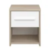 Calicosy Tables De Chevet Table De Nuit 1 Tiroir 1 Niche - Décor Chêne Et Blanc -SURMATELAS Soldes table de nuit 1 tiroir 1 niche decor chene et blanc