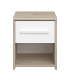 Calicosy Tables De Chevet Table De Nuit 1 Tiroir 1 Niche - Décor Chêne Et Blanc