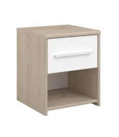 Calicosy Tables De Chevet Table De Nuit 1 Tiroir 1 Niche - Décor Chêne Et Blanc -SURMATELAS Soldes table de nuit 1 tiroir 1 niche decor chene et blanc 3