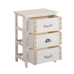 Beliani Tables De Chevet Table De Nuit à 3 Tiroirs En Bois Crème -SURMATELAS Soldes table de nuit a 3 tiroirs en bois creme 2