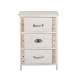 Beliani Tables De Chevet Table De Nuit à 3 Tiroirs En Bois Crème -SURMATELAS Soldes table de nuit a 3 tiroirs en bois creme 4
