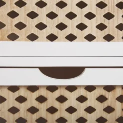 Beliani Tables De Chevet Table De Nuit à 3 Tiroirs En Bois Et Blanc -SURMATELAS Soldes table de nuit a 3 tiroirs en bois et blanc 3