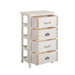 Beliani Tables De Chevet Table De Nuit à 4 Tiroirs En Bois Crème -SURMATELAS Soldes table de nuit a 4 tiroirs en bois creme 2