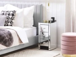 Beliani Tables De Chevet Table De Nuit Effet Miroir -SURMATELAS Soldes table de nuit effet miroir 1