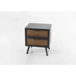 Hellin Tables De Chevet Table De Nuit Industrielle En Métal 2 Tiroirs -SURMATELAS Soldes table de nuit industrielle en metal 2 tiroirs 2