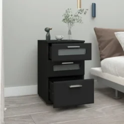 ML-Design Tables De Chevet Table De Nuit Noir MDF 40x60x38 Cm 9 ML-Design Tables De Chevet Table De Nuit Noir MDF 40x60x38 Cm -SURMATELAS Soldes table de nuit noir mdf 40x60x38 cm 3