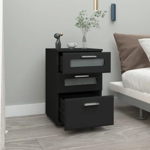 ML-Design Tables De Chevet Table De Nuit Noir MDF 40x60x38 Cm 6 ML-Design Tables De Chevet Table De Nuit Noir MDF 40x60x38 Cm – Image 4