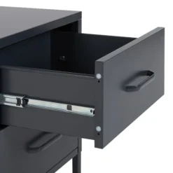 Beliani Tables De Chevet Table De Nuit Noire En Acier à 2 Tiroirs -SURMATELAS Soldes table de nuit noire en acier a 2 tiroirs 4