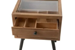 Hellin Tables De Chevet Table De Nuit Vitrine En Bois Et Métal -SURMATELAS Soldes table de nuit vitrine en bois et metal 1