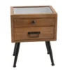 Hellin Tables De Chevet Table De Nuit Vitrine En Bois Et Métal -SURMATELAS Soldes table de nuit vitrine en bois et metal