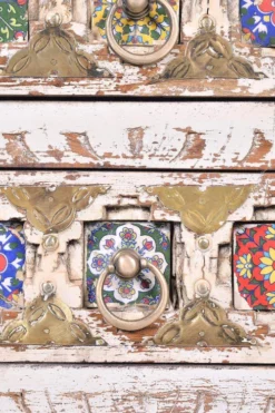 GINER Y COLOMER Tables De Chevet Table En Manguier Avec Détails En Céramique Et Bronze -SURMATELAS Soldes table en manguier avec details en ceramique et bronze 3