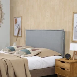 HOMN Têtes De Lit Tête De Lit 160x100 Cm, Tissu Gris, épaisseur Totale De 8 Cm -SURMATELAS Soldes tete de lit 160x100 cm tissu gris epaisseur totale de 8 cm 1