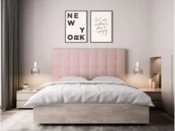 Usinestreet Têtes De Lit Tête De Lit Capitonnée En Tissu MEGAN - Rose, Largeur - 160 Cm -SURMATELAS Soldes tete de lit capitonnee en tissu megan rose largeur 160 cm 2