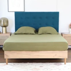 Homifab Têtes De Lit Tête De Lit Capitonnée En Velours Bleu Canard 140 Cm -SURMATELAS Soldes tete de lit capitonnee en velours bleu canard 140 cm 11