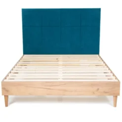 Homifab Têtes De Lit Tête De Lit Capitonnée En Velours Bleu Canard 140 Cm -SURMATELAS Soldes tete de lit capitonnee en velours bleu canard 140 cm 3