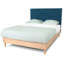 Homifab Têtes De Lit Tête De Lit Capitonnée En Velours Bleu Canard 140 Cm -SURMATELAS Soldes tete de lit capitonnee en velours bleu canard 140 cm 5