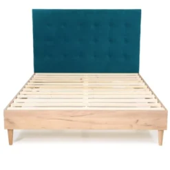 Homifab Têtes De Lit Tête De Lit Capitonnée En Velours Bleu Canard 140 Cm -SURMATELAS Soldes tete de lit capitonnee en velours bleu canard 140 cm 9