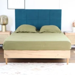 SURMATELAS Soldes -SURMATELAS Soldes tete de lit capitonnee en velours bleu canard 160 cm 7