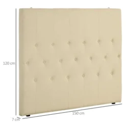 Homcom Têtes De Lit Tête De Lit Capitonnée Rembourrée MDF Coton Polyester Beige -SURMATELAS Soldes tete de lit capitonnee rembourree mdf coton polyester beige 2