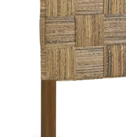 MOYCOR Têtes De Lit Tête De Lit En Bois Marron Et Rotin Beige -SURMATELAS Soldes tete de lit en bois marron et rotin beige 2