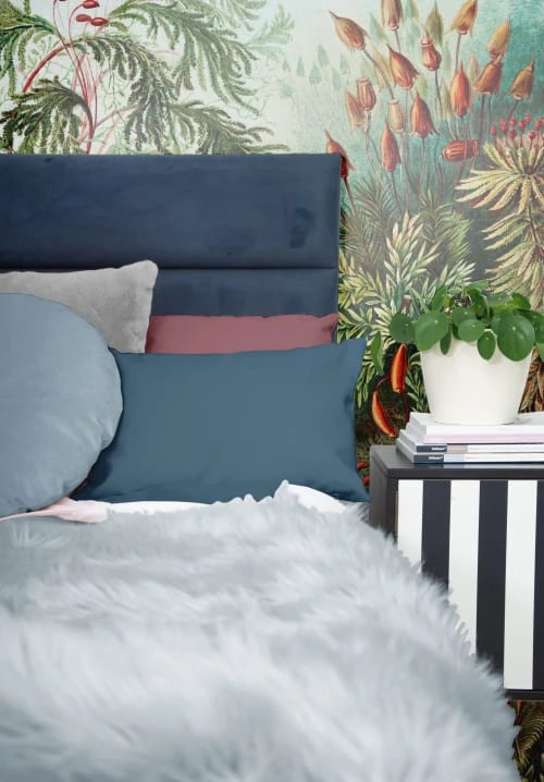 RNT By Really Nice Things Têtes De Lit Tête De Lit En Contreplaqué Et Velours Bleu. 4 RNT By Really Nice Things Têtes De Lit Tête De Lit En Contreplaqué Et Velours Bleu. – Image 2