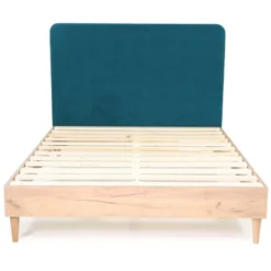 Homifab Têtes De Lit Tête De Lit En Velours Bleu Canard 140 Cm -SURMATELAS Soldes tete de lit en velours bleu canard 140 cm 3