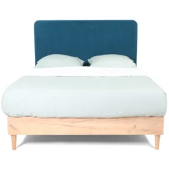Homifab Têtes De Lit Tête De Lit En Velours Bleu Canard 140 Cm -SURMATELAS Soldes tete de lit en velours bleu canard 140 cm 5