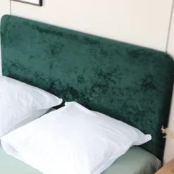 Homifab Têtes De Lit Tête De Lit En Velours Gratté Vert Bouteille 140 Cm -SURMATELAS Soldes tete de lit en velours gratte vert bouteille 140 cm 3