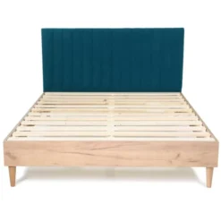 Homifab Têtes De Lit Tête De Lit Matelassé En Velours Bleu 140 Cm -SURMATELAS Soldes tete de lit matelasse en velours bleu 140 cm 3