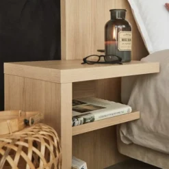 TEMAHOME Têtes De Lit Tête De Lit Placage Blanc Et Chêne Clair -SURMATELAS Soldes tete de lit placage blanc et chene clair 1