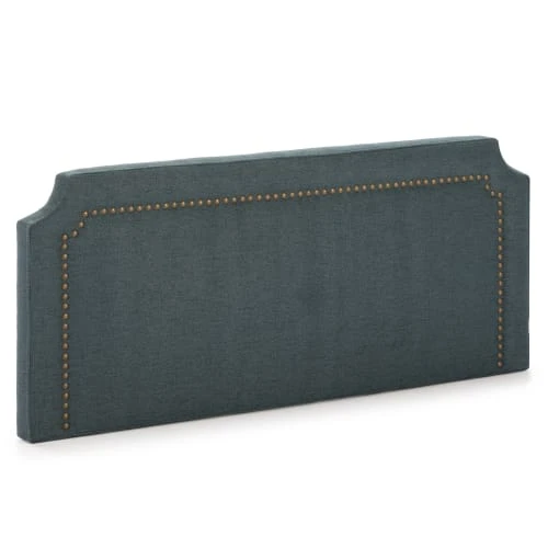 HOMN Têtes De Lit Tête De Lit Tapissée 140x60 Cm Bleu, Clous En Marron 3 HOMN Têtes De Lit Tête De Lit Tapissée 140x60 Cm Bleu, Clous En Marron