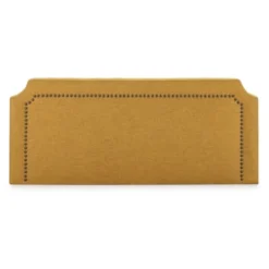 HOMN Têtes De Lit Tête De Lit Tapissée 140x60 Cm Moutarde, Clous En Marron -SURMATELAS Soldes tete de lit tapissee 140x60 cm moutarde clous en marron 5